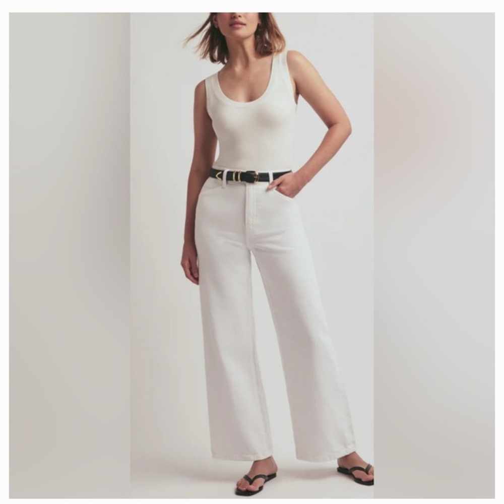 Favorite Daughter White Mischa wide leg ankle pant